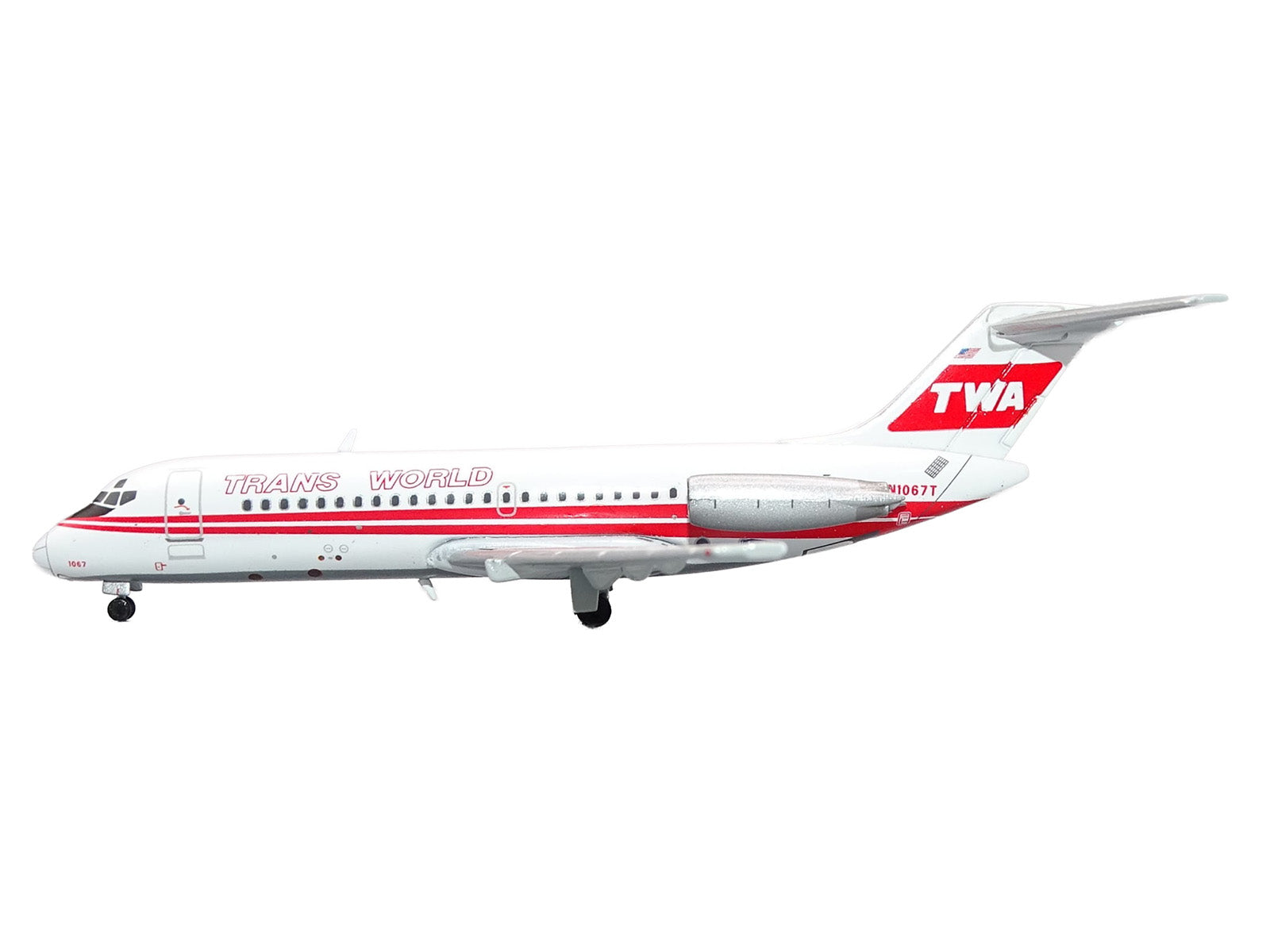 McDonnell Douglas DC-9-15 Commercial Aircraft "Trans World Airlines" (N1067T) White with Red Stripes 1/400 Diecast Model by V1:400 - image 2