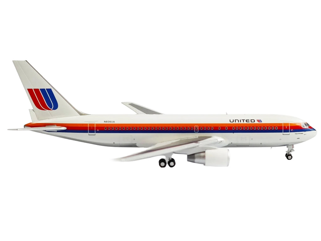 Boeing 767-200 Commercial Aircraft "United Airlines" (N606UA) White with Stripes 1/400 Diecast Model by V1:400 - image 3