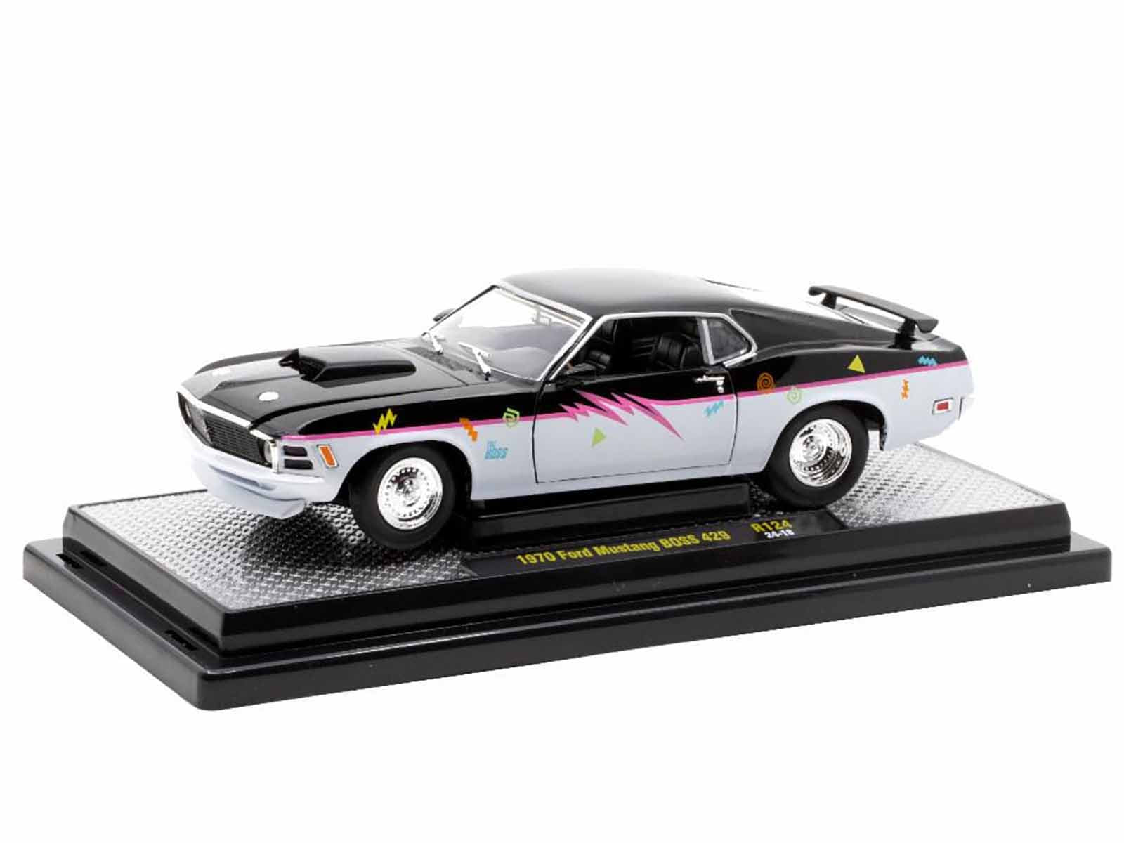 1970 Ford Mustang BOSS 429 "Pro Street" Black and Gray with Graphics Limited Edition to 6650 pieces Worldwide 1/24 Diecast Model Car by M2 Machines - image 2