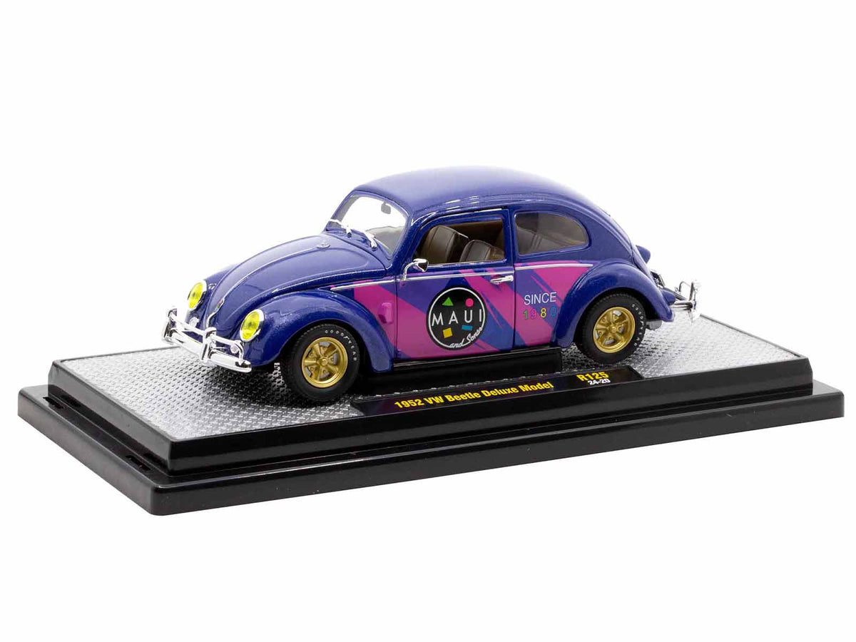 1952 Volkswagen Beetle Deluxe Model "Maui & Sons" Purple Metallic with Graphics Limited Edition to 6650 pieces Worldwide 1/24 Diecast Model Car by M2 Machines - image 2