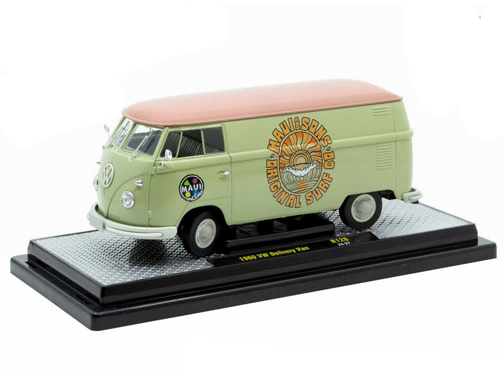1960 Volkswagen Delivery Van "Maui & Sons" Light Olive Green with Salmon Top Limited Edition to 6650 pieces Worldwide 1/24 Diecast Model Car by M2 Machines - image 2