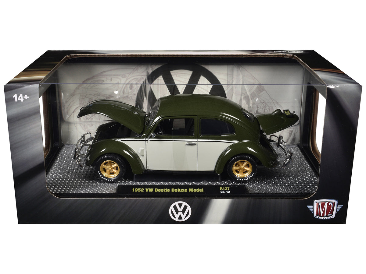 1952 Volkswagen Beetle Deluxe Model Dark Green with Beige Sides Limited Edition to 5250 pieces Worldwide 1/24 Diecast Model Car by M2 Machines - image 3