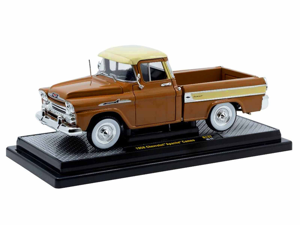 1958 Chevrolet Apache Cameo Pickup Truck Brown with Beige Top Limited Edition to 5250 pieces Worldwide 1/24 Diecast Model Car by M2 Machines - image 2