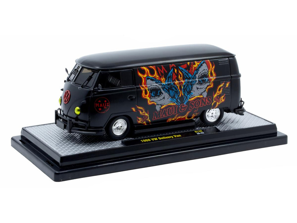 1960 Volkswagen Delivery Van "Maui & Sons" Black with Graphics Limited Edition to 4050 pieces Worldwide 1/24 Diecast Model Car by M2 Machines - image 2