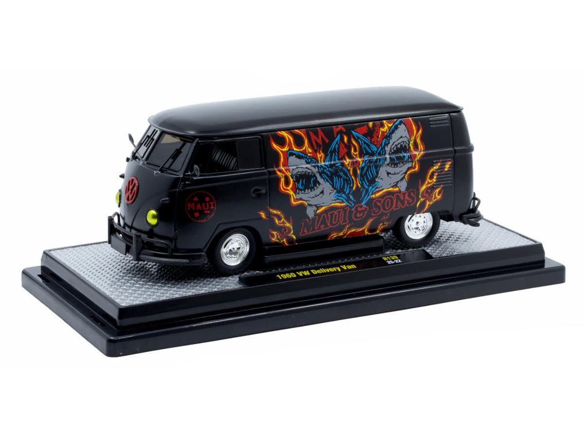 1960 Volkswagen Delivery Van "Maui & Sons" Black with Graphics Limited Edition to 4050 pieces Worldwide 1/24 Diecast Model Car by M2 Machines - image 2