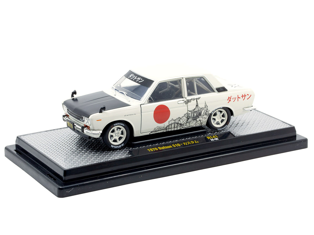 1970 Datsun 510 Light Gray with Japanese Graphics Limited Edition to 4050 pieces Worldwide 1/24 Diecast Model Car by M2 Machines - image 2
