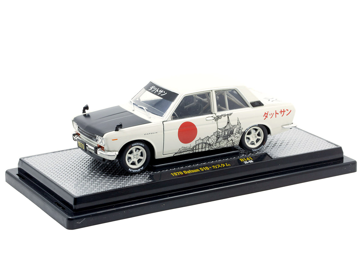 1970 Datsun 510 Light Gray with Japanese Graphics Limited Edition to 4050 pieces Worldwide 1/24 Diecast Model Car by M2 Machines - image 2