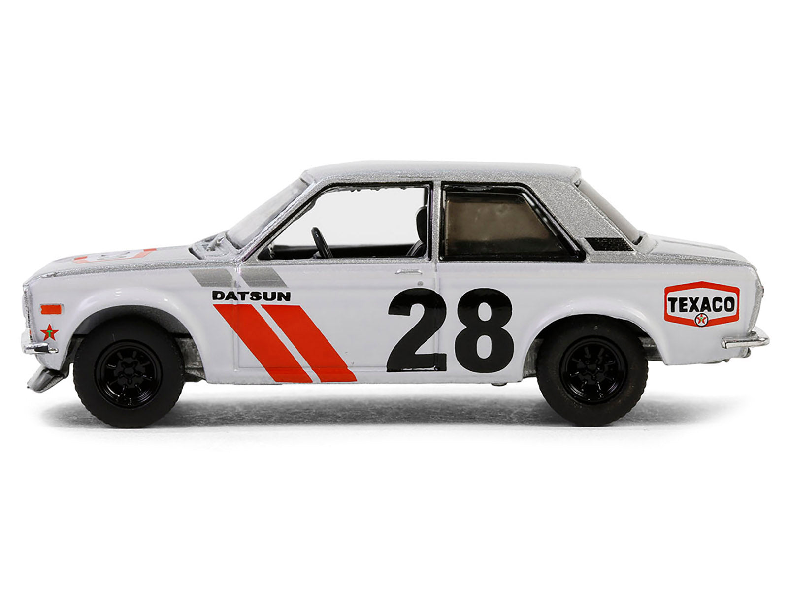 1970 Nissan Datsun 510 #28 "Texaco" Silver Metallic and White with Red Stripes "Texaco Special Edition" Series 1 1/64 Diecast Model Car by Greenlight - image 3