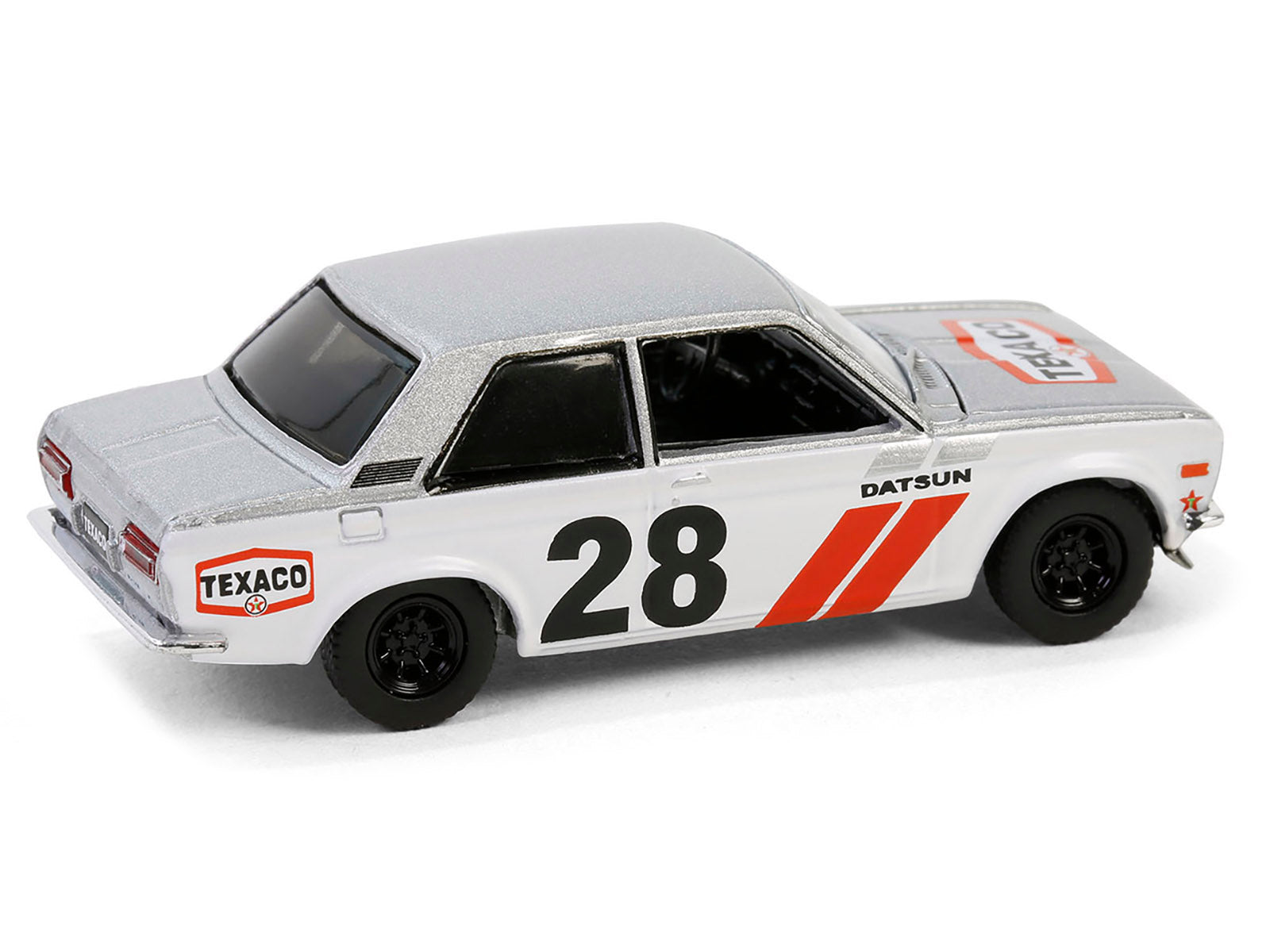 1970 Nissan Datsun 510 #28 "Texaco" Silver Metallic and White with Red Stripes "Texaco Special Edition" Series 1 1/64 Diecast Model Car by Greenlight - image 4
