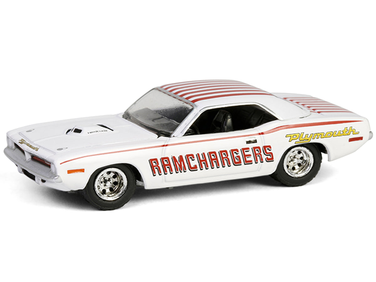 1970 Plymouth Hemi Barracuda "Ramchargers" White with Red Stripes "Running on Empty" Series 17 1/64 Diecast Model Car by Greenlight - image 2