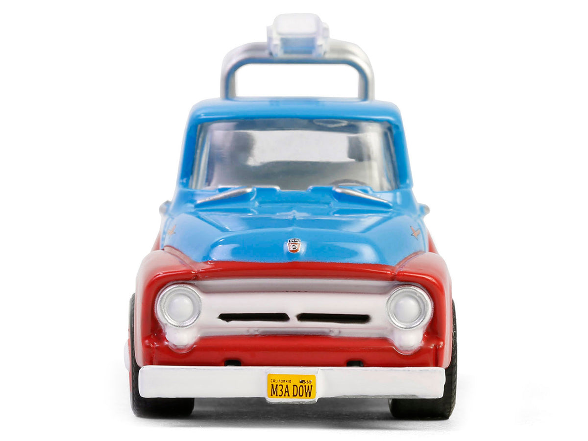1956 Ford F-100 Pickup Truck with Tool Boxes and Ladders "Chevron" Blue and Red "Chevron Special Edition" Series 1 1/64 Diecast Model Car by Greenlight - image 4