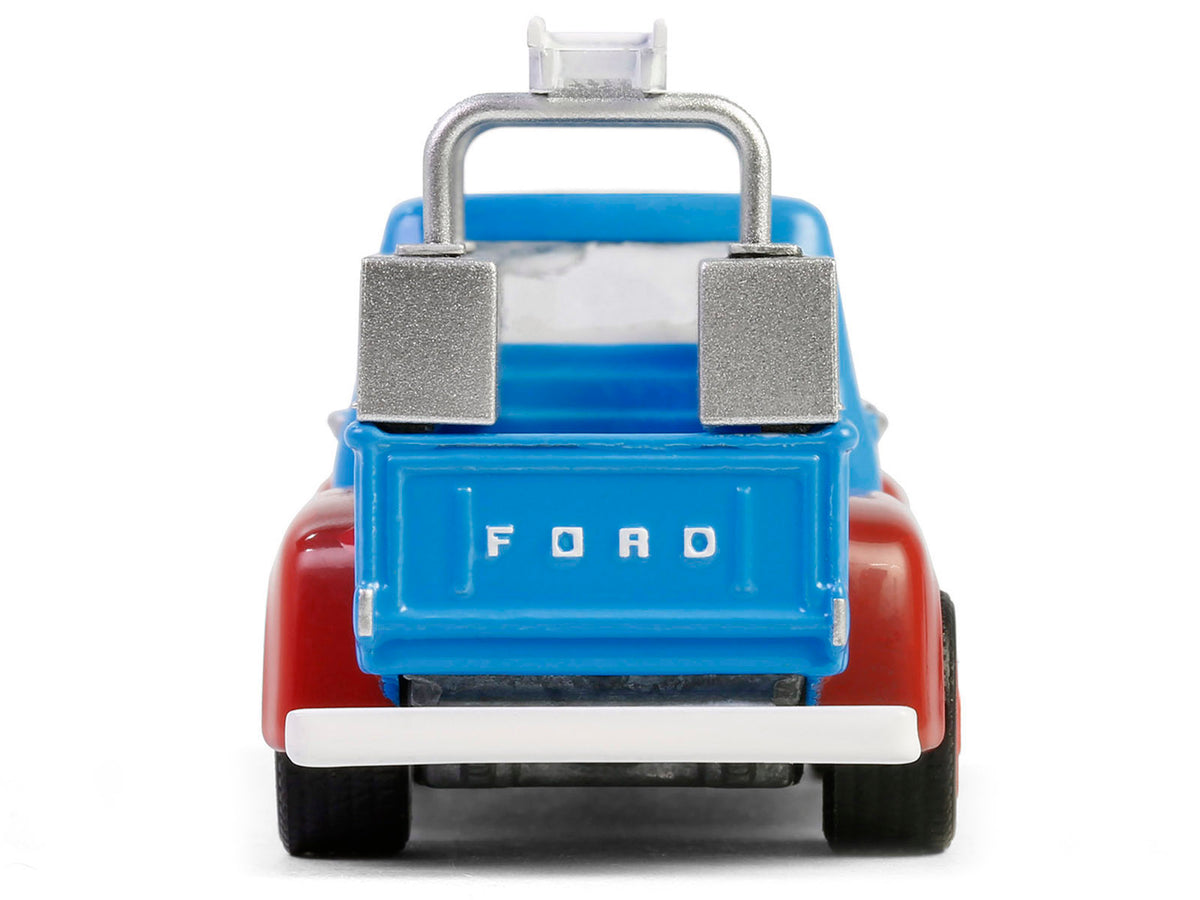 1956 Ford F-100 Pickup Truck with Tool Boxes and Ladders "Chevron" Blue and Red "Chevron Special Edition" Series 1 1/64 Diecast Model Car by Greenlight - image 5