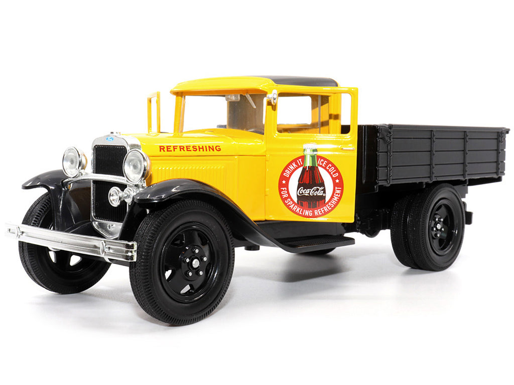 1931 Ford Model AA Pickup Truck Yellow and Black "Drink it Ice Cold for Sparkling Refreshment - Coca-Cola" 1/24 Diecast Model Car by Motor City Classics - image 2