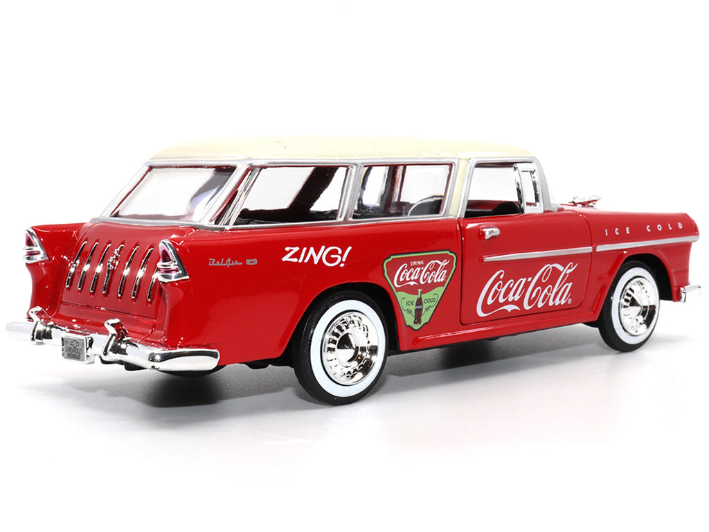 1955 Chevrolet Bel Air Nomad Red with White Top "Coca-Cola" 1/24 Diecast Model Car by Motor City Classics - image 3