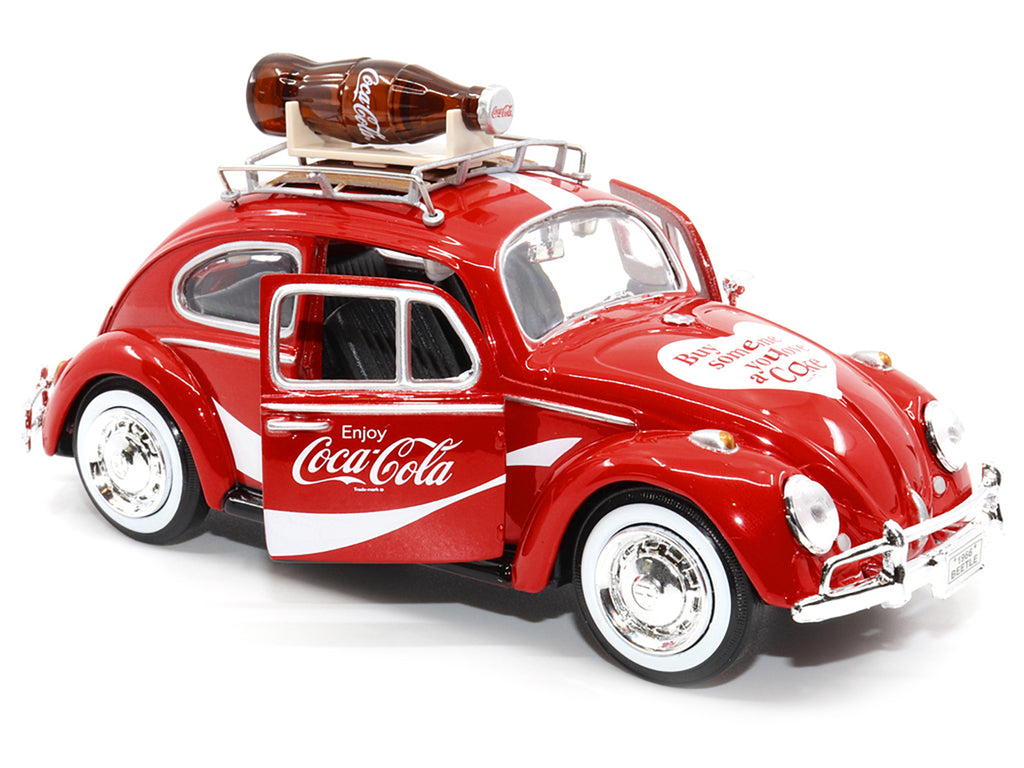 1966 Volkswagen Beetle Red "Enjoy Coca-Cola" with Roof Rack and Accessories 1/24 Diecast Model Car by Motor City Classics - image 2