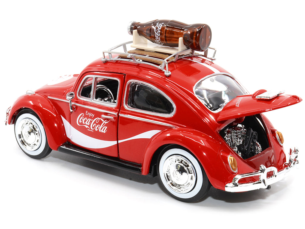 1966 Volkswagen Beetle Red "Enjoy Coca-Cola" with Roof Rack and Accessories 1/24 Diecast Model Car by Motor City Classics - image 3