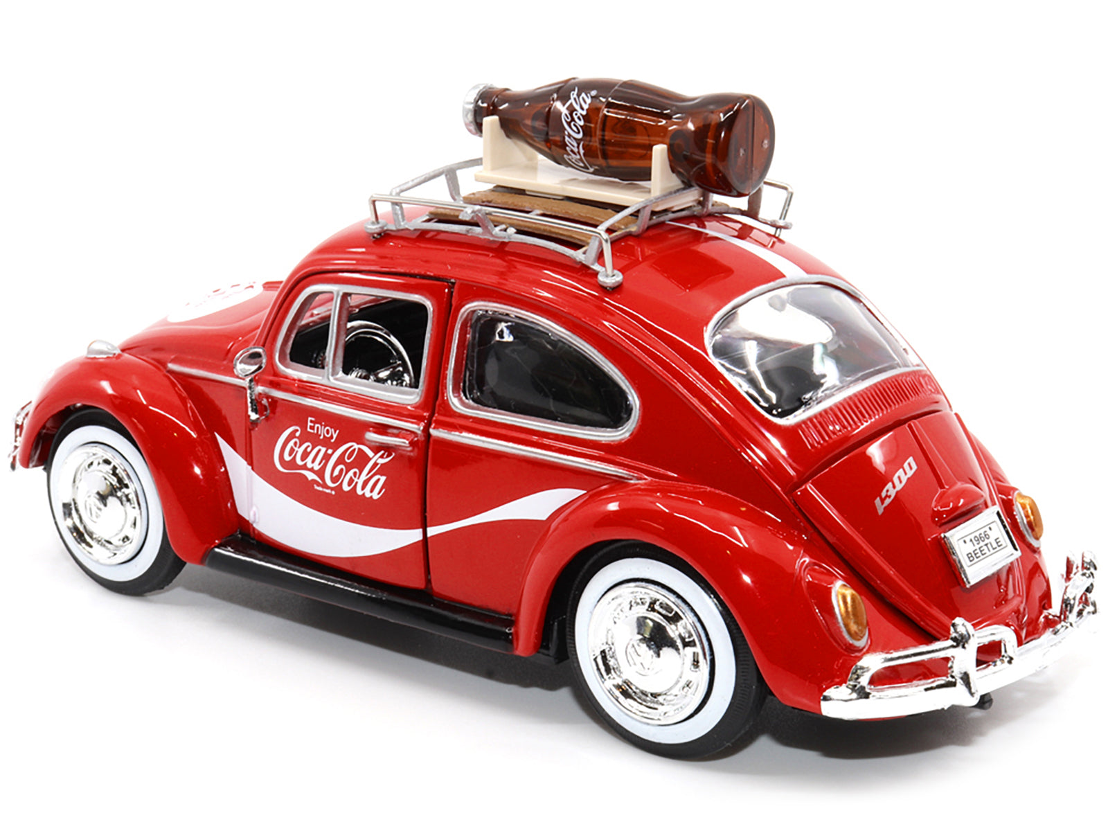 1966 Volkswagen Beetle Red "Enjoy Coca-Cola" with Roof Rack and Accessories 1/24 Diecast Model Car by Motor City Classics - image 4
