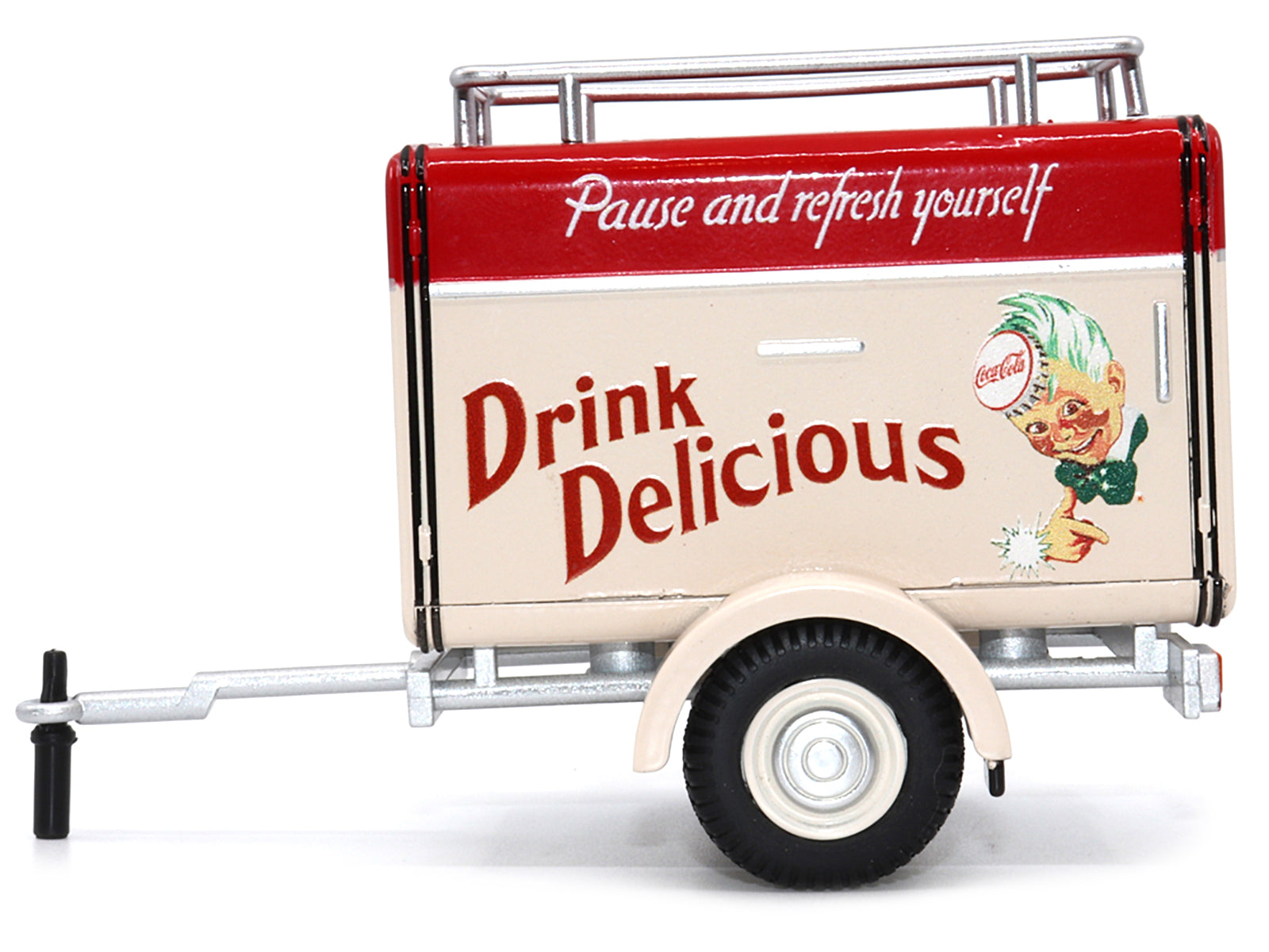 Travel Trailer Cream with Red Top "Pause and Refresh Yourself Drink Delicious Coca-Cola" 1/24 Diecast Model Car by Motor City Classics - image 2