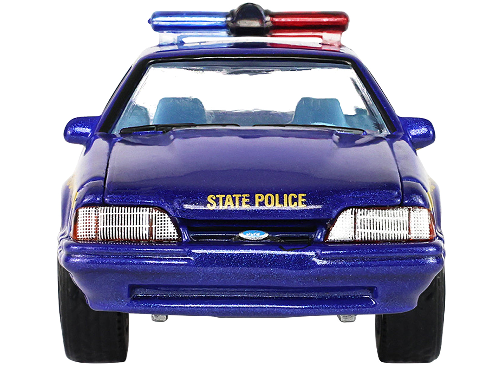 1988 Ford Mustang "New York State Police" Blue with Yellow Stripes and Blue Interior "Hot Pursuit" Series 8 1/64 Diecast Model Car by Greenlight - image 4