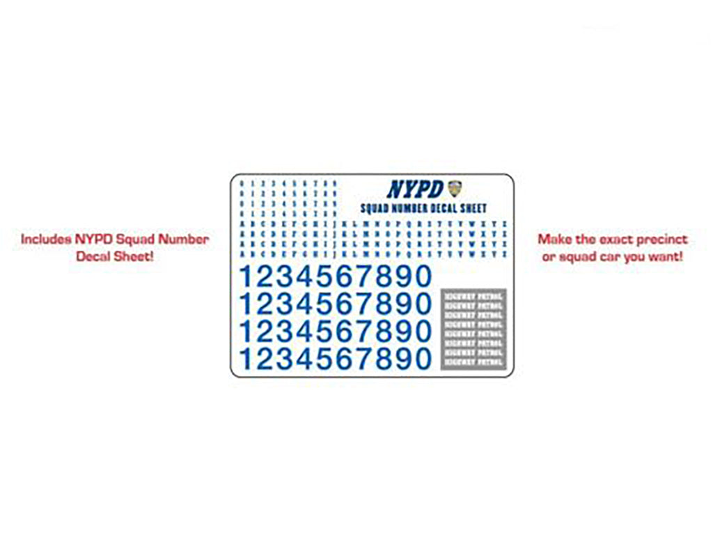 2011 Ford Crown Victoria Police New York Police Department (NYPD) with NYPD Squad Number Decal Sheet Hobby Exclusive 1/64 Diecast Model Car by Greenlight - image 3