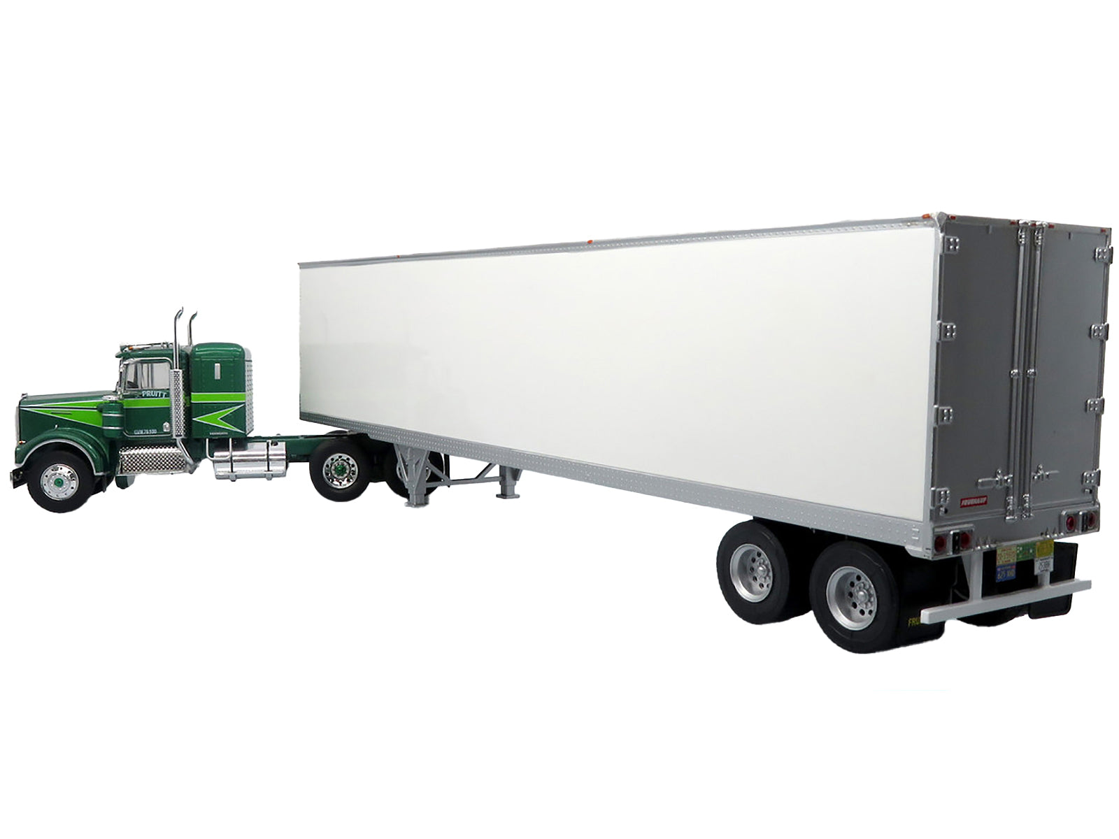 1976 Kenworth W900A Tractor with Dry Goods Trailer Green Metallic with Light Green Graphics "Vintage Heavy Haul Truck Collection" 1/43 Diecast Model by Iconic Replicas