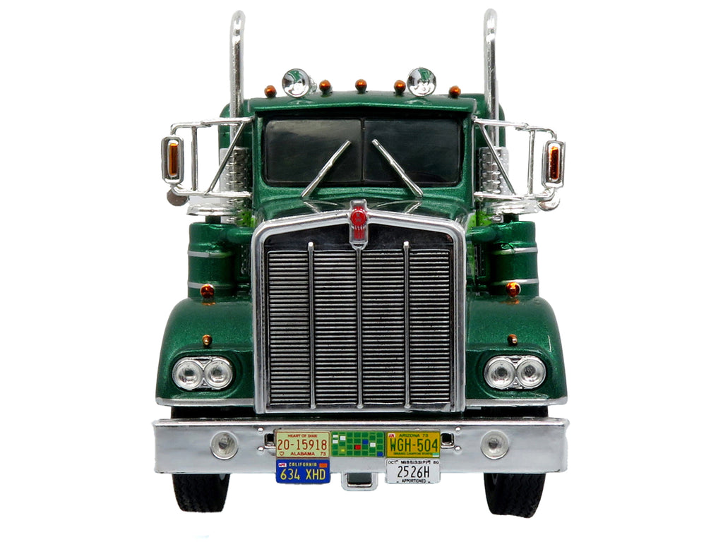 1976 Kenworth W900A Tractor with Dry Goods Trailer Green Metallic with Light Green Graphics "Vintage Heavy Haul Truck Collection" 1/43 Diecast Model by Iconic Replicas