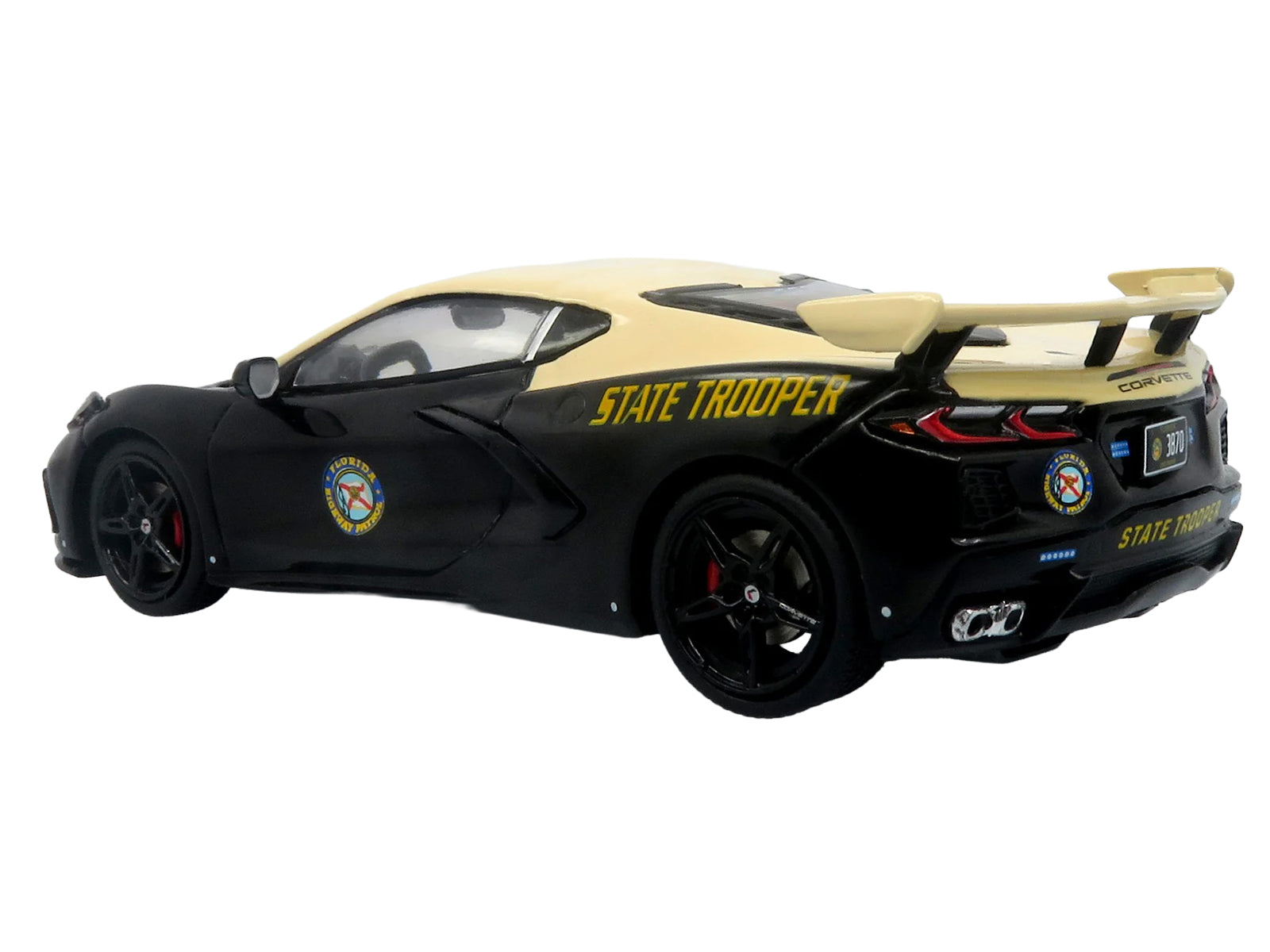 2023 Chevrolet Corvette C8 Stingray Police Interceptor "Florida Highway Patrol (FHP)" Black with Cream Top 1/43 Diecast Model by Iconic Replicas - image 3