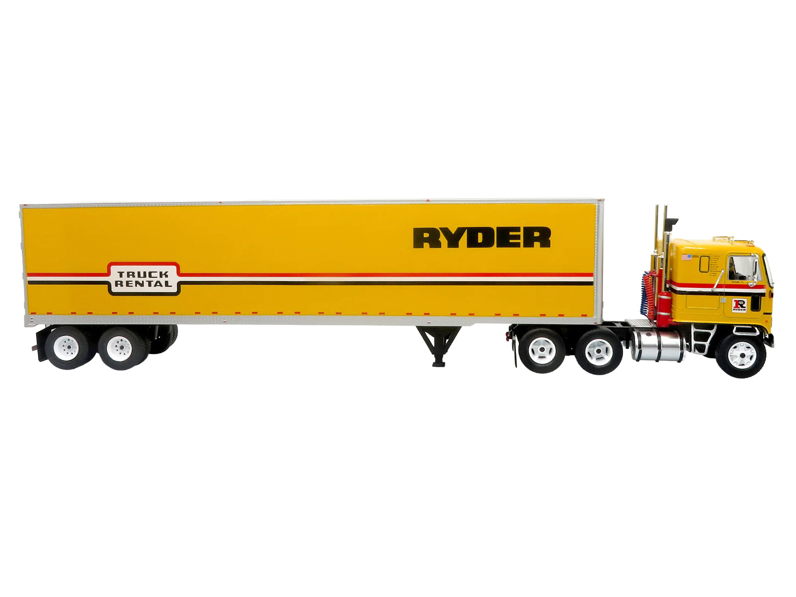 1970 GMC Astro 95 Tractor with Dry Van Trailer "Ryder Truck Rental" Yellow with Stripes "North American Vintage Truck Collection" Limited Edition to 504 pieces Worldwide 1/43 Diecast Model by Iconic Replicas - image 2