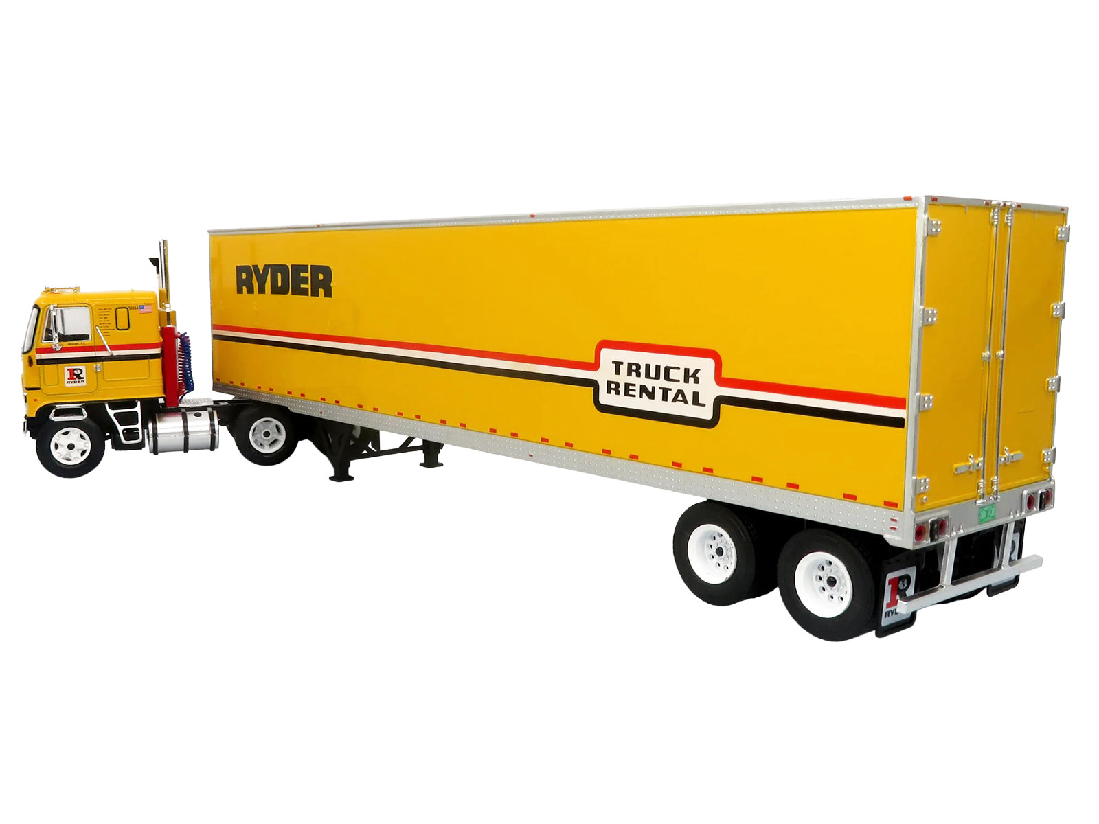 1970 GMC Astro 95 Tractor with Dry Van Trailer "Ryder Truck Rental" Yellow with Stripes "North American Vintage Truck Collection" Limited Edition to 504 pieces Worldwide 1/43 Diecast Model by Iconic Replicas - image 3