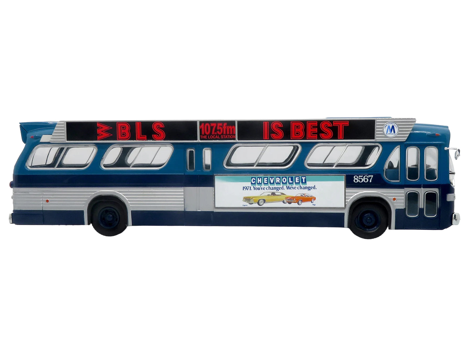 1963 GM TDH-5303 Transit Bus "MTA New York City Surface Transit" Blue Two-Tone with Graphics "The Bus & Motorcoach Collection" Limited Edition to 504 pieces Worldwide  1/43 Plastic Model by Iconic Replicas - image 2