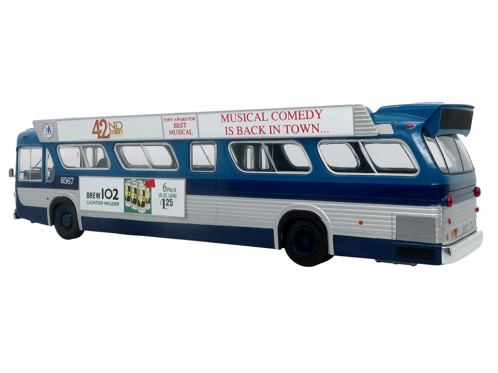 1963 GM TDH-5303 Transit Bus "MTA New York City Surface Transit" Blue Two-Tone with Graphics "The Bus & Motorcoach Collection" Limited Edition to 504 pieces Worldwide  1/43 Plastic Model by Iconic Replicas - image 3