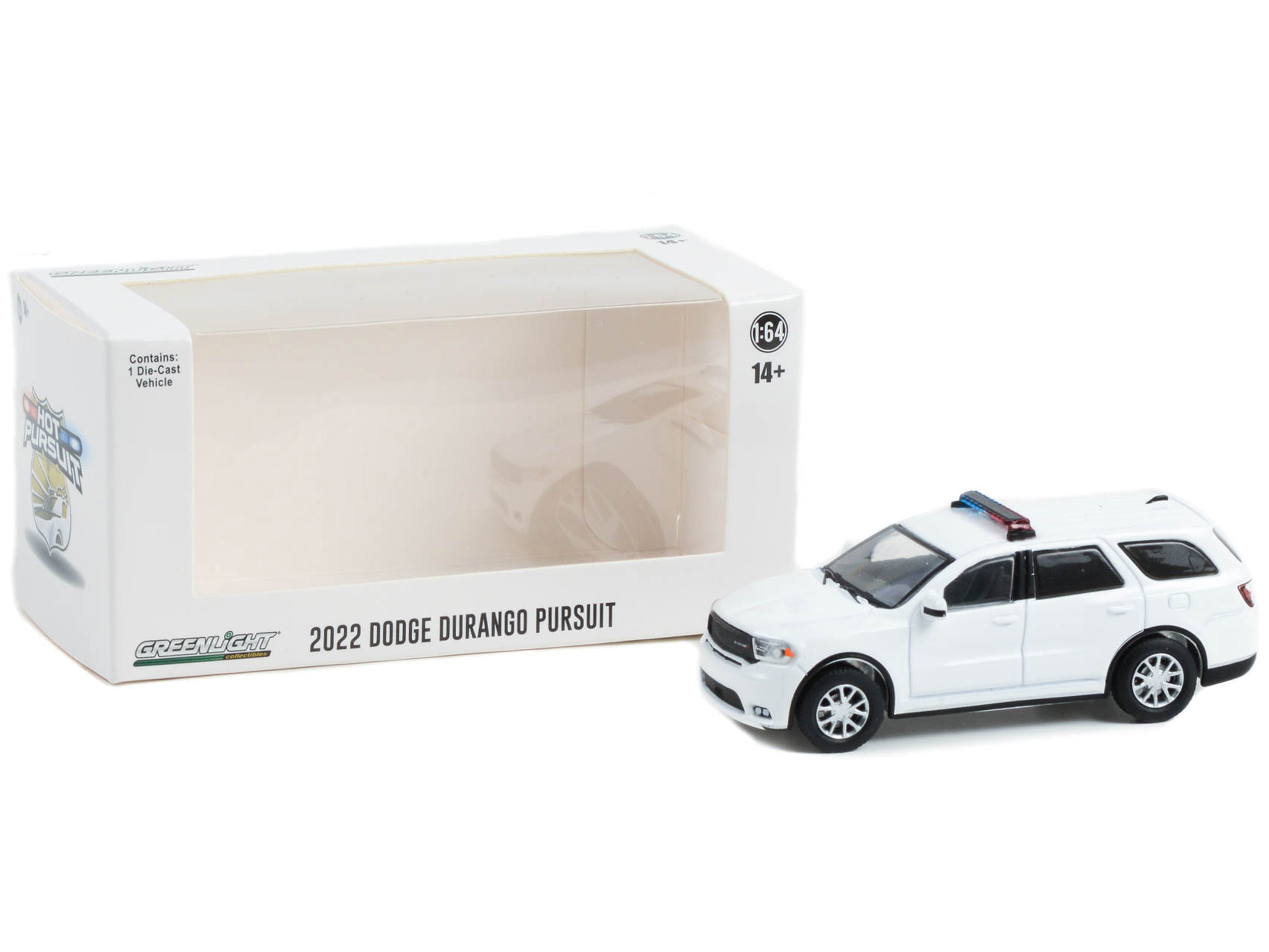 2022 Dodge Durango Pursuit Police Car with Lights White "Hot Pursuit" "Hobby Exclusive" Series 1/64 Diecast Model Car by Greenlight - image 3