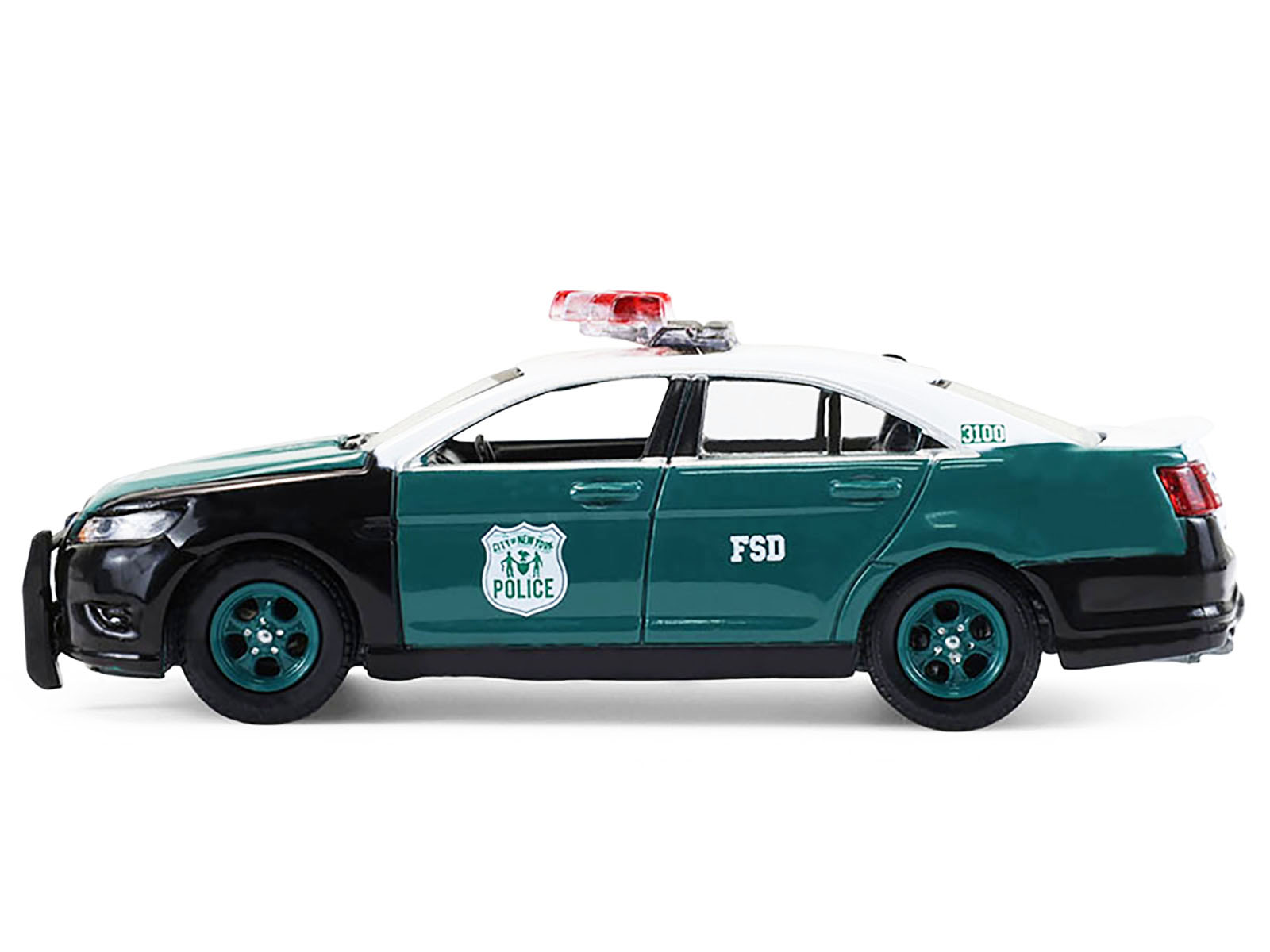 2014 Ford Taurus "New York Police Department (NYPD) Vintage Tribute Livery" Green and Black with White Top "Hot Pursuit" Series 47 1/64 Diecast Model Car by Greenlight - image 2