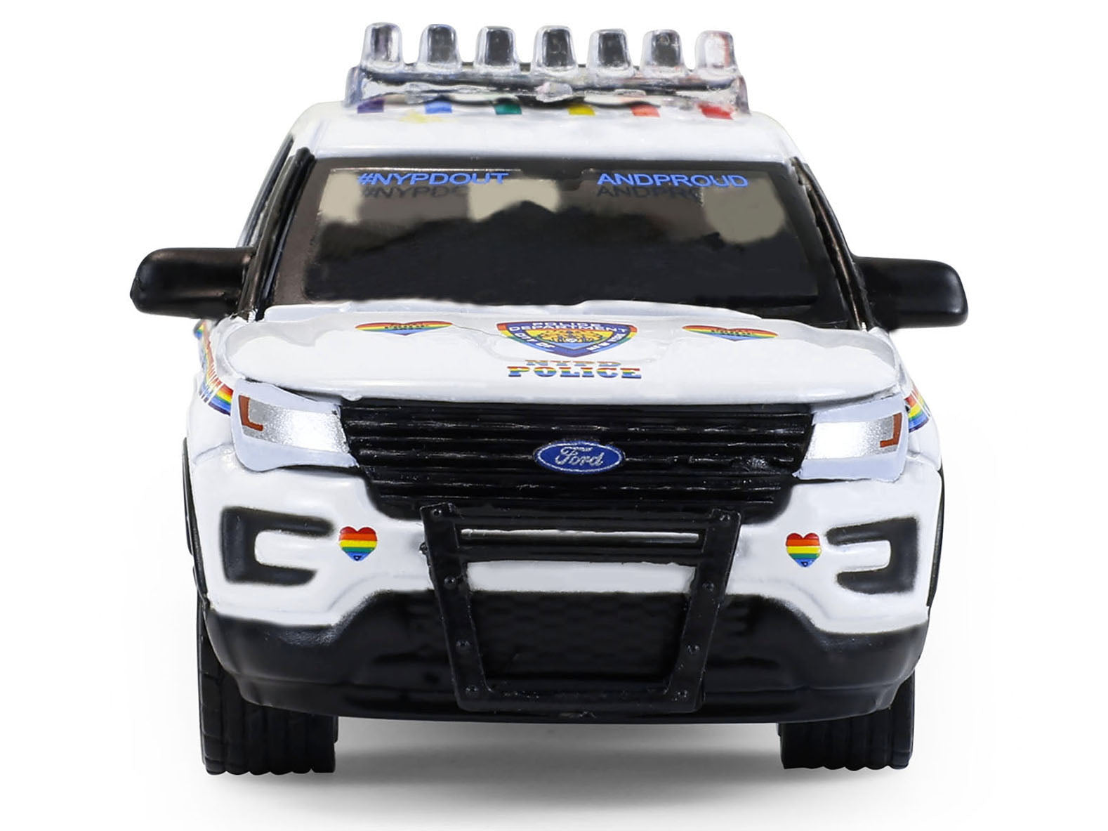 2016 Ford Police Interceptor Utility "New York Police Department (NYPD) Pride Livery" White with Rainbow Stripes "Hot Pursuit" Series 47 1/64 Diecast Model Car by Greenlight - image 4
