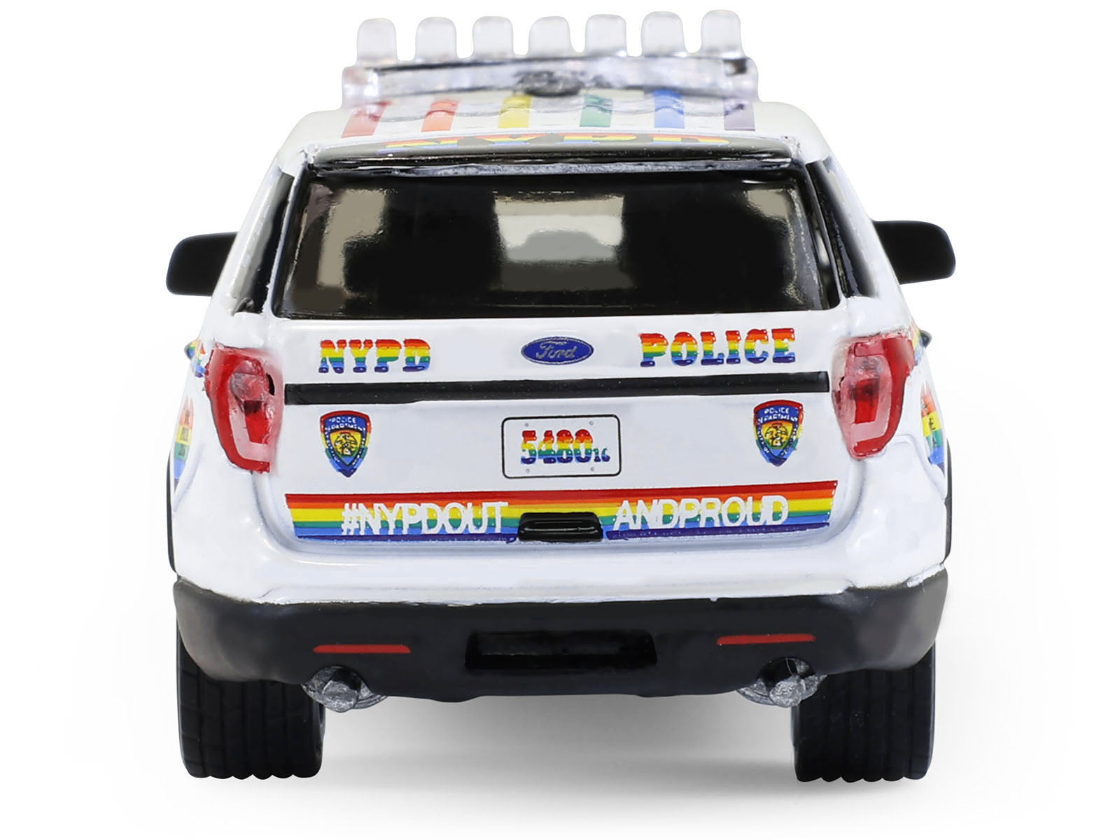 2016 Ford Police Interceptor Utility "New York Police Department (NYPD) Pride Livery" White with Rainbow Stripes "Hot Pursuit" Series 47 1/64 Diecast Model Car by Greenlight - image 3