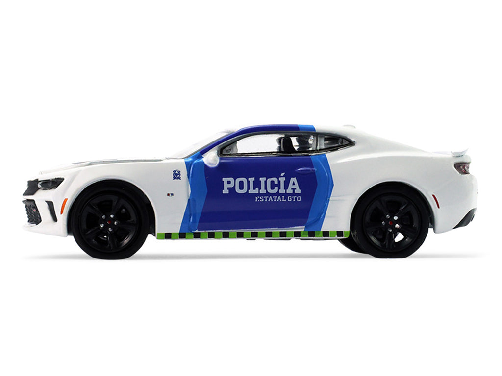 2017 Chevrolet Camaro Police Car "Policia Estatal GTO (Guanajuato Mexico)" White with Blue Doors "Hot Pursuit" Series 48 1/64 Diecast Model Car by Greenlight - image 2