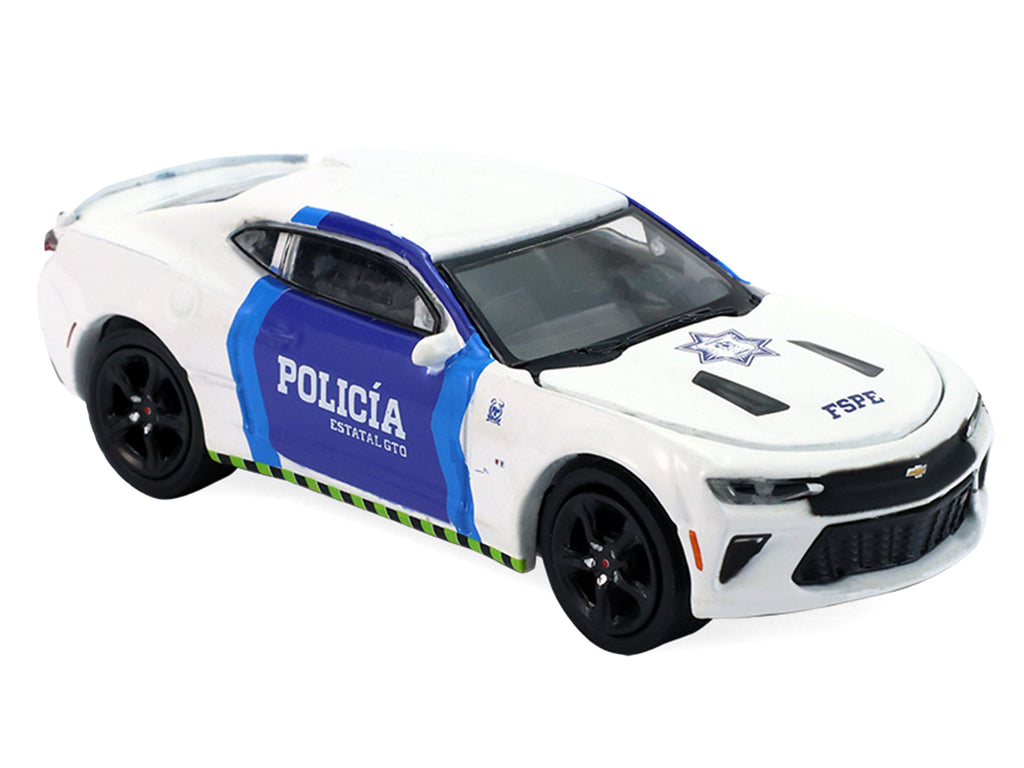 2017 Chevrolet Camaro Police Car "Policia Estatal GTO (Guanajuato Mexico)" White with Blue Doors "Hot Pursuit" Series 48 1/64 Diecast Model Car by Greenlight - image 3