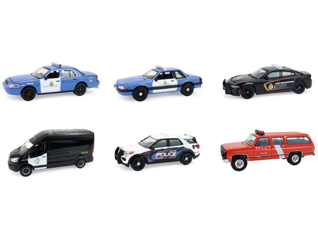"Hot Pursuit - Canada Special Edition" Set of 6 Police Cars 1/64 Diecast Model Cars by Greenlight - image 2