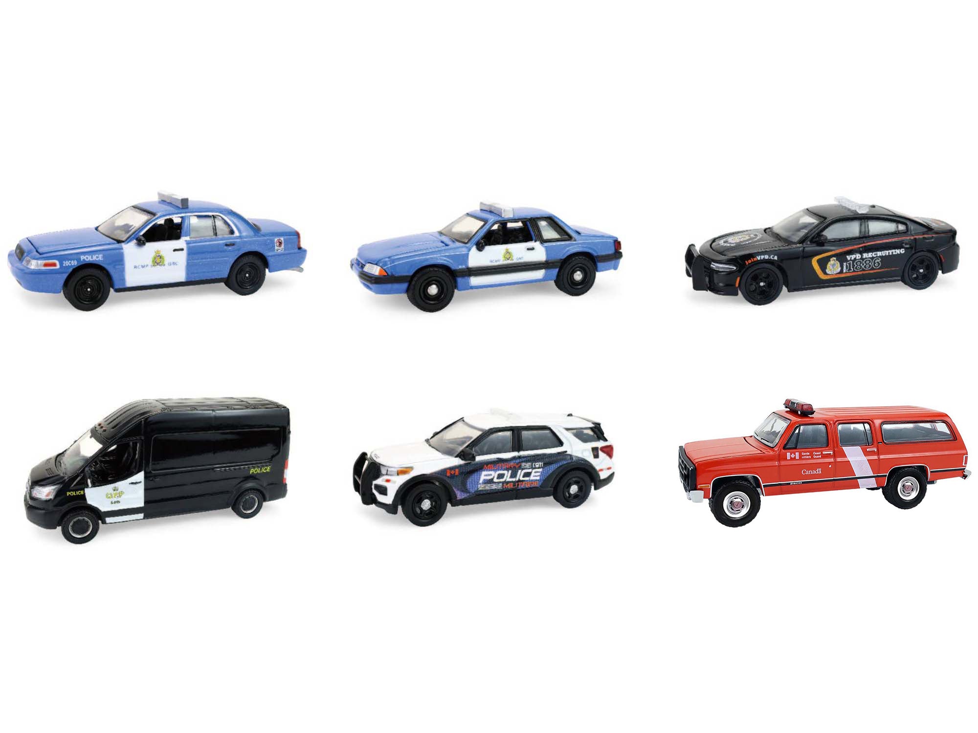 "Hot Pursuit - Canada Special Edition" Set of 6 Police Cars 1/64 Diecast Model Cars by Greenlight - image 2