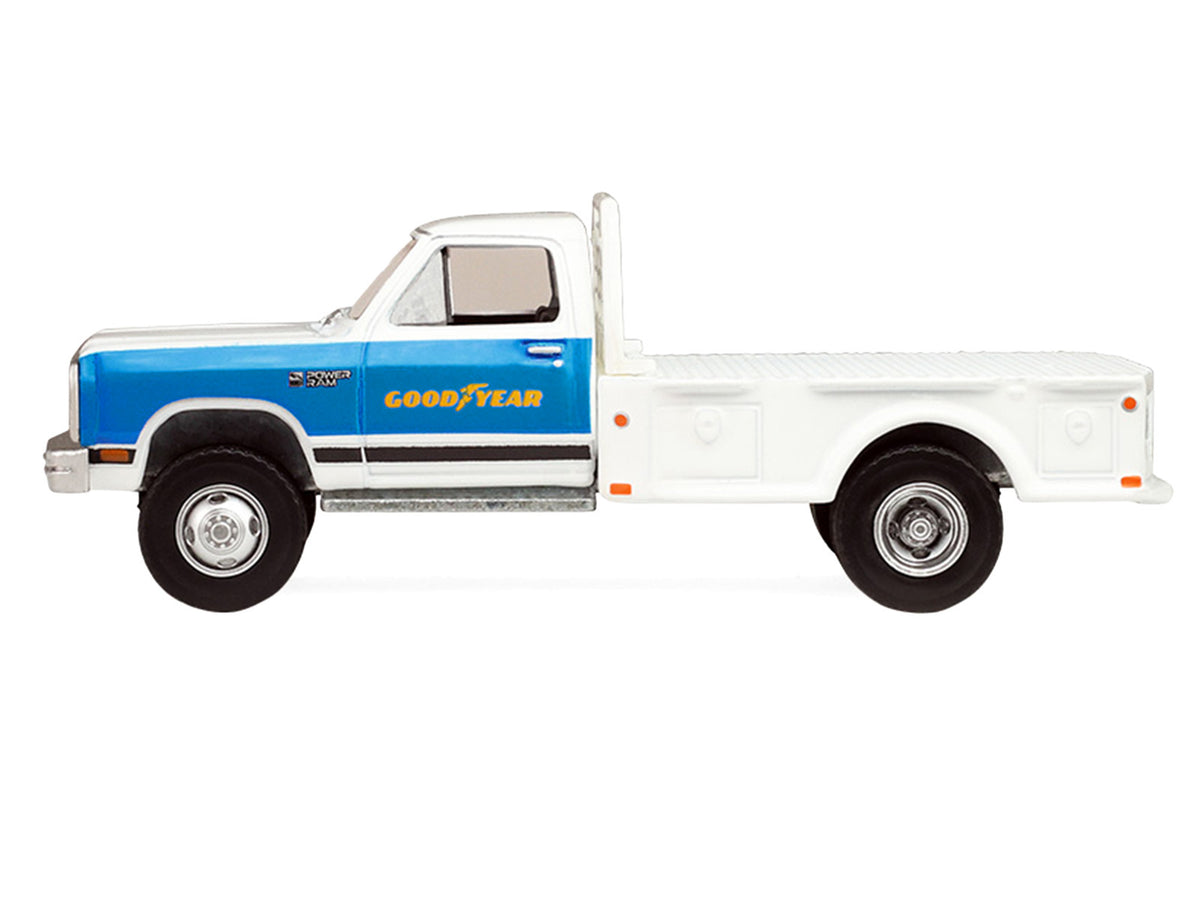 1981 Dodge Ram W350 Power Ram Dually Flatbed Truck "Goodyear" White with Blue Sides "Dually Drivers" Series 17 1/64 Diecast Model Car by Greenlight - image 2