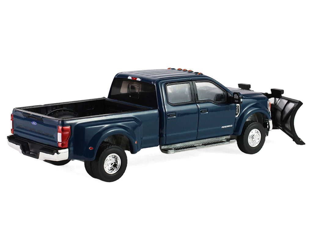 2022 Ford F-450 Dually Pickup Truck with Snow Plow Antimatter Blue Metallic "Dually Drivers" Series 17 1/64 Diecast Model Car by Greenlight
