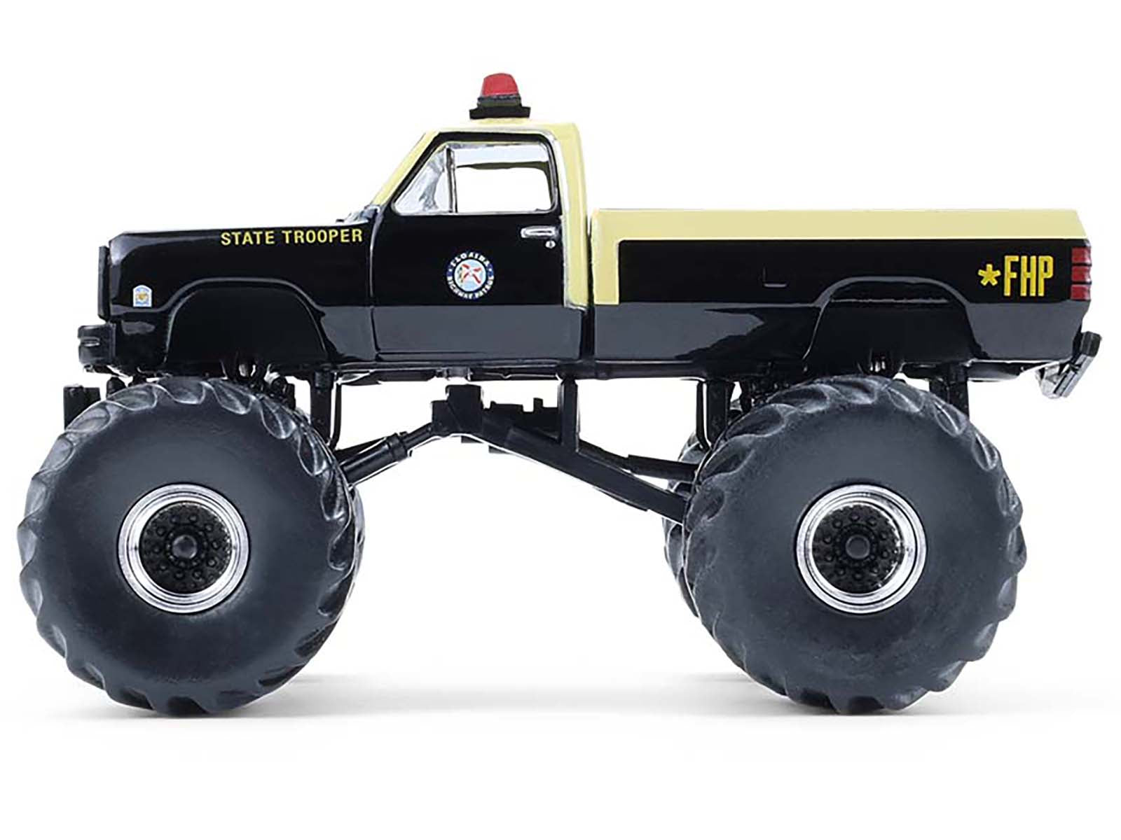 1983 Dodge Ram W350 Monster Truck "Florida Highway Patrol" Black with Cream Top and Stripes "Kings of Crunch - Hot Pursuit" Special Edition 1/64 Diecast Model Car by Greenlight - image 2