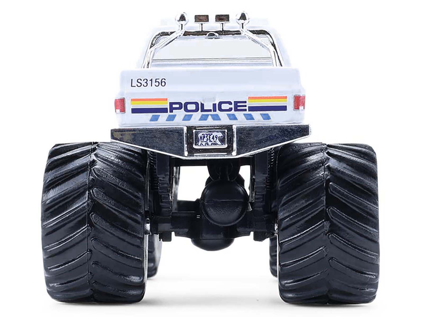 1986 Chevrolet Silverado Monster Truck "Royal Canadian Mounted Police" White with Stripes "Kings of Crunch - Hot Pursuit" Special Edition 1/64 Diecast Model Car by Greenlight - image 5