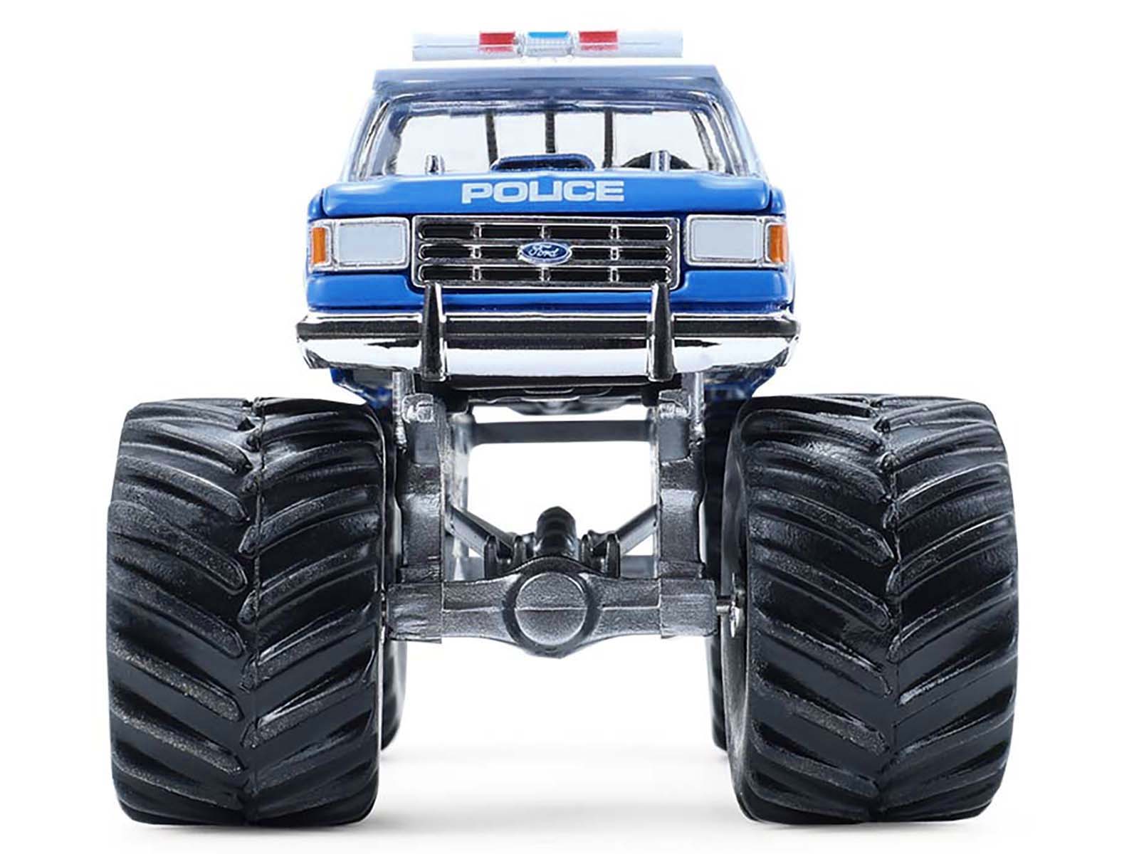 1990 Ford F-350 Monster Truck "NYPD (New York Police Department)" Blue with White Top "Kings of Crunch - Hot Pursuit" Special Edition 1/64 Diecast Model Car by Greenlight - image 5