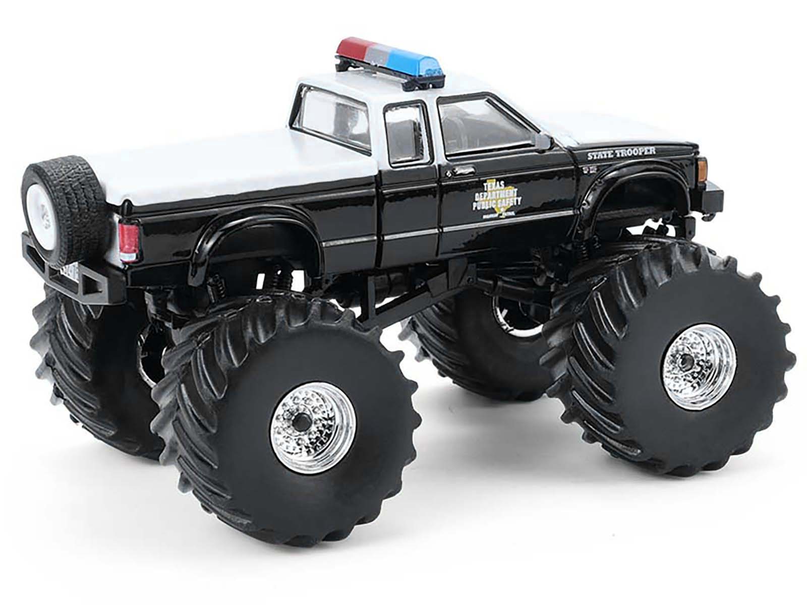 1990 GMC S-15 Monster Truck "Texas Department of Public Safety" Black and White "Kings of Crunch - Hot Pursuit" Special Edition 1/64 Diecast Model Car by Greenlight - image 3