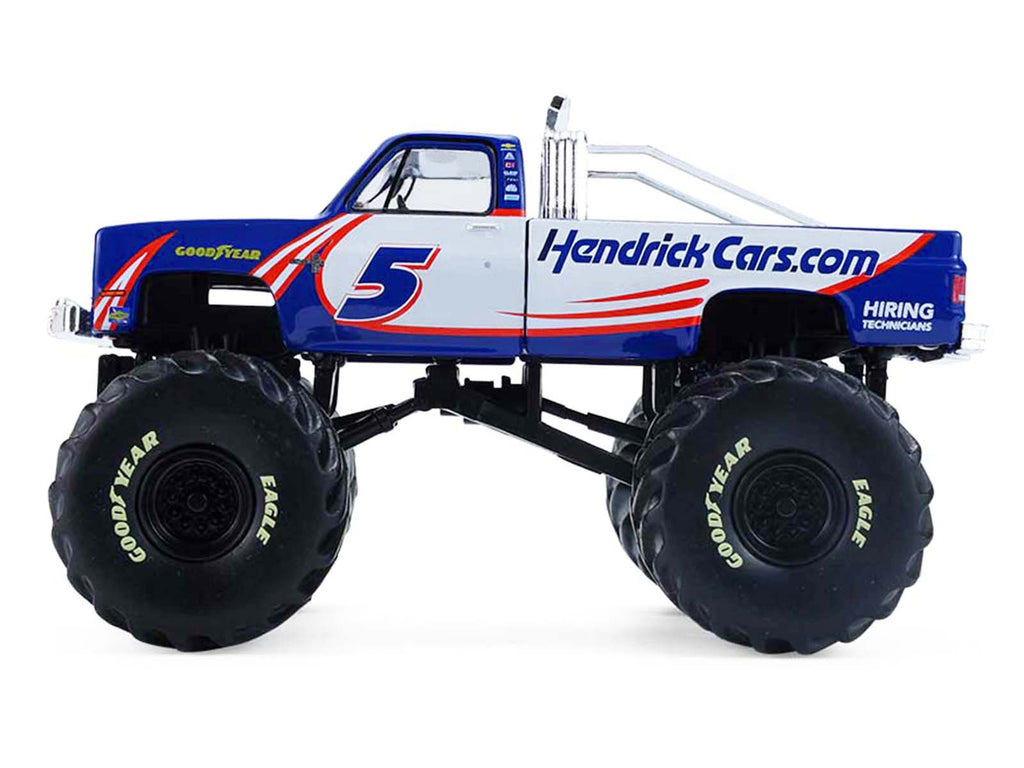 1981 Chevrolet K20 Monster Truck #5 "HendrickCars.com" Blue and White with Graphics "Kings of Crunch - Hendrick Motorsports Tribute" Special Edition 1/64 Diecast Model Car by Greenlight - image 2