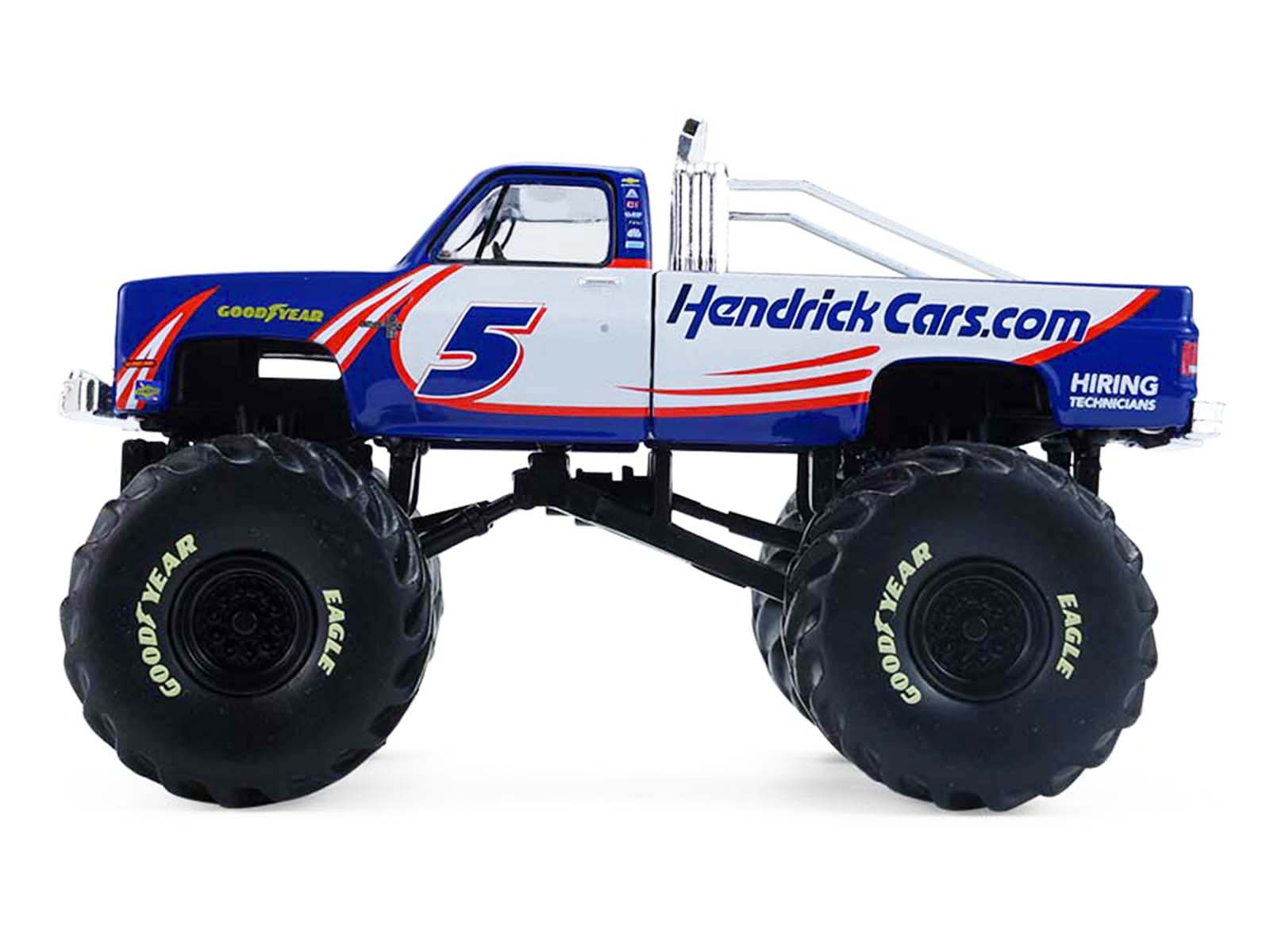 1981 Chevrolet K20 Monster Truck #5 "HendrickCars.com" Blue and White with Graphics "Kings of Crunch - Hendrick Motorsports Tribute" Special Edition 1/64 Diecast Model Car by Greenlight - image 2