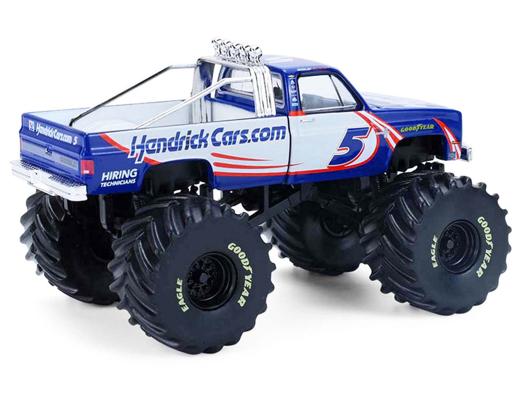 1981 Chevrolet K20 Monster Truck #5 "HendrickCars.com" Blue and White with Graphics "Kings of Crunch - Hendrick Motorsports Tribute" Special Edition 1/64 Diecast Model Car by Greenlight - image 3
