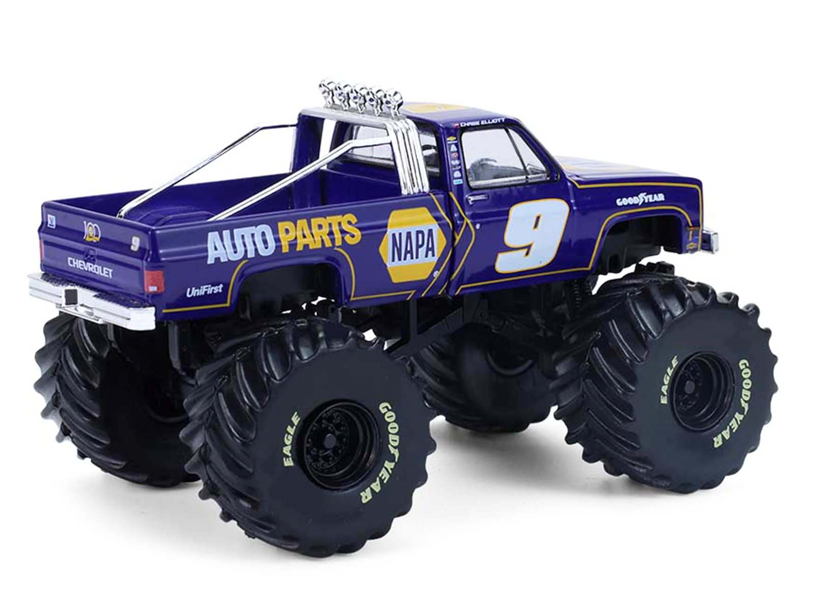 1984 Chevrolet C20 Monster Truck #9 "NAPA" Blue with Graphics "Kings of Crunch - Hendrick Motorsports Tribute" Special Edition 1/64 Diecast Model Car by Greenlight - image 3