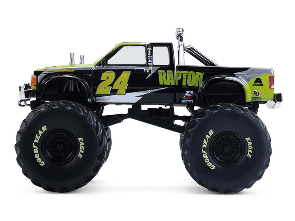 1986 Chevrolet S10 Monster Truck #24 "Raptor" Black and Green with Graphics "Kings of Crunch - Hendrick Motorsports Tribute" Special Edition 1/64 Diecast Model Car by Greenlight - image 2